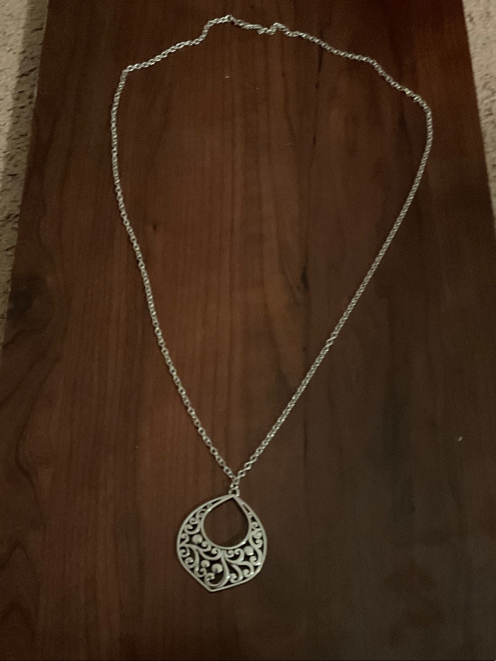 Silver Filigree Pendant Necklace - Women's Jewelry